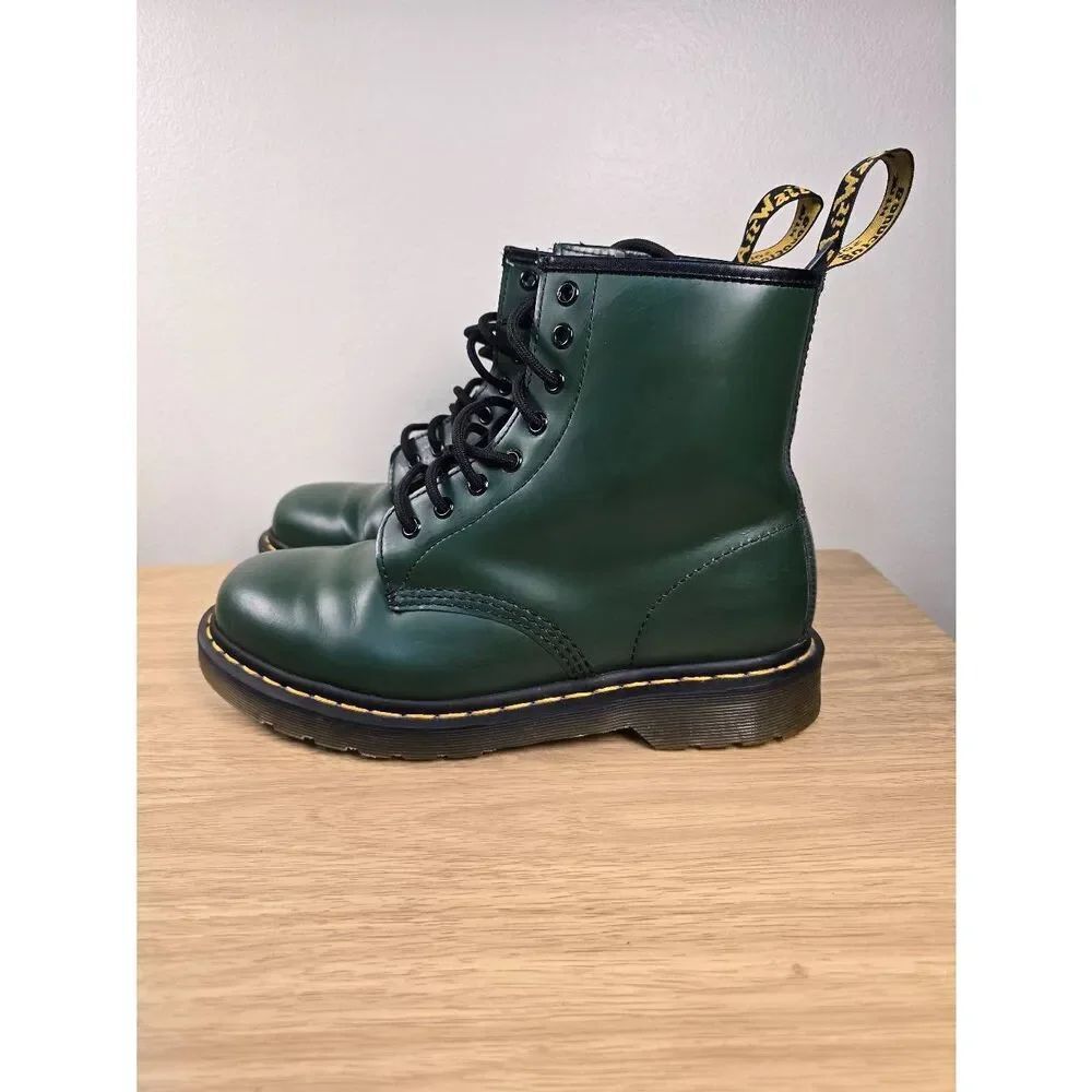 Dr. Martens 1460 Smooth Leather Lace Up Boots Green Men's Size 9